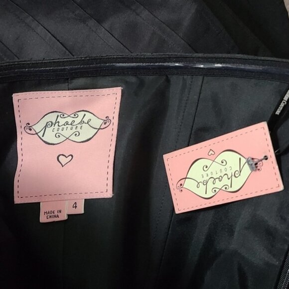 𝅺PHOEBE COUTURE Black 100% Silk Elegant Strapless Cocktail Dress Size 4 - Picture 15 of 16
